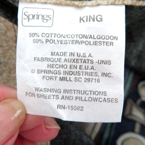 Vintage Springs King Pillowcases Geometric Diamond Made in USA MCM Mod NEW - Picture 9 of 10